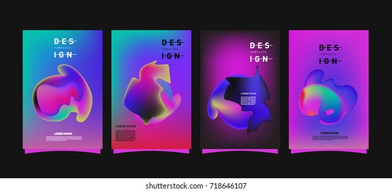 Abstract  Colorful curvy liquid covers and poster set. Bubble shapes layout design composition and template. 