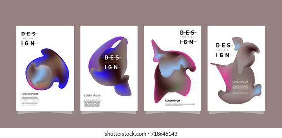 Abstract  Colorful curvy liquid covers and poster set. Bubble shapes layout design composition and template. 