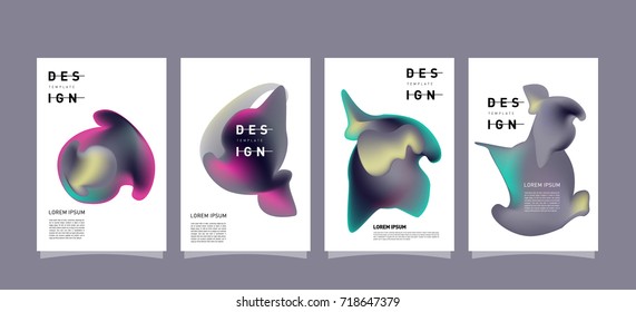 Abstract  Colorful curvy liquid covers and poster set. Bubble shapes layout design composition and template. 