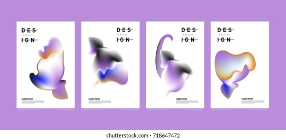 Abstract  Colorful curvy liquid covers and poster set. Bubble shapes layout design composition and template. 