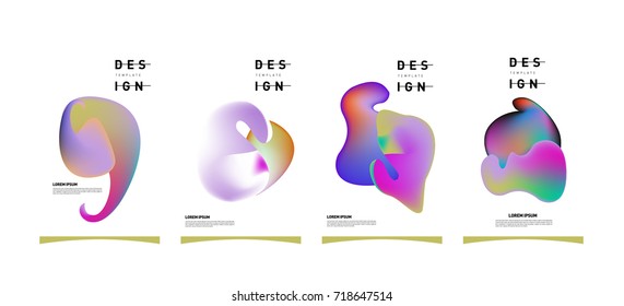 Abstract  Colorful curvy liquid covers and poster set. Bubble shapes layout design composition and template. 