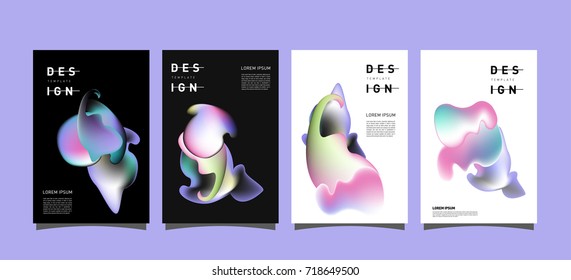 Abstract  Colorful curvy liquid covers and poster set. Bubble shapes layout design composition and template. 