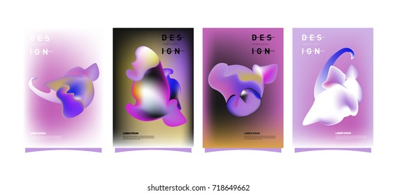 Abstract  Colorful curvy liquid covers and poster set. Bubble shapes layout design composition and template. 