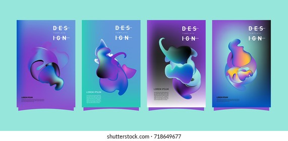 Abstract  Colorful curvy liquid covers and poster set. Bubble shapes layout design composition and template. 