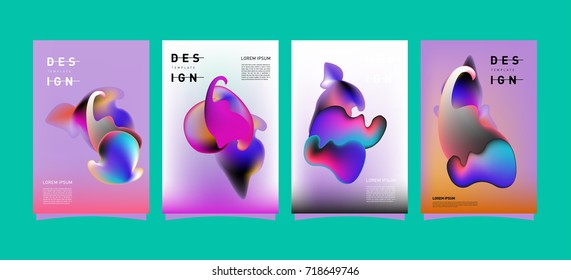 Abstract  Colorful curvy liquid covers and poster set. Bubble shapes layout design composition and template. 