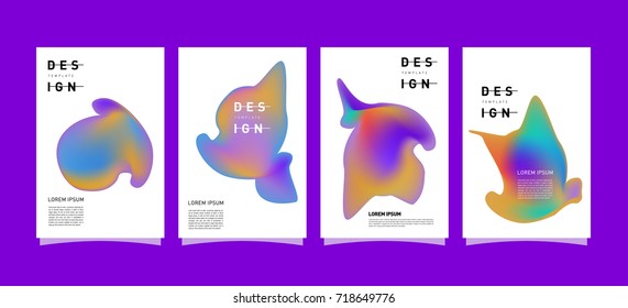 Abstract  Colorful curvy liquid covers and poster set. Bubble shapes layout design composition and template. 