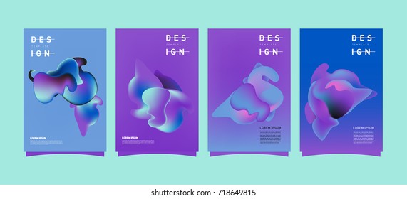 Abstract  Colorful curvy liquid covers and poster set. Bubble shapes layout design composition and template. 