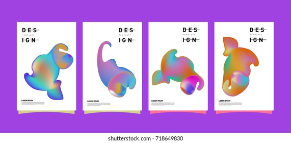 Abstract  Colorful curvy liquid covers and poster set. Bubble shapes layout design composition and template. 