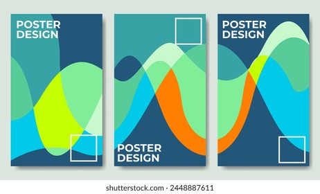 Abstract colorful curvy poster design with aesthetic style