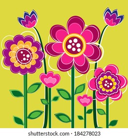 Abstract colorful cute flowers vector illustration