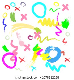 abstract colorful cute paintbrush background. creative colorful brush strokes for your design. creative colorful kids sketch drawing. vector illustration