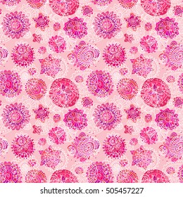 Abstract colorful cute pattern with hand drawn elements