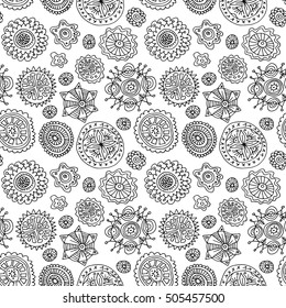 Abstract colorful cute pattern with hand drawn elements