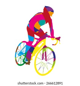 Abstract colorful cyclist