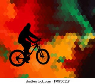 Abstract colorful cyclist. Vector 