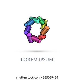 Abstract Colorful Cylinders Isolated. Vector