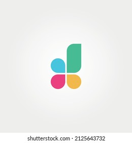 Abstract colorful d letter premium icon vector template