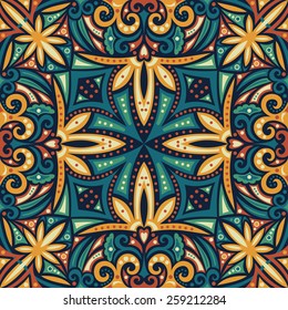 Abstract Colorful Damask Seamless Vector Background