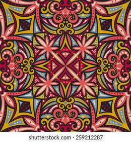 Abstract Colorful Damask Seamless Vector Background