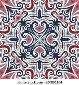 Abstract Colorful Damask Seamless Vector Background