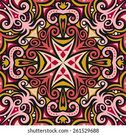 Abstract Colorful Damask Seamless Vector Background