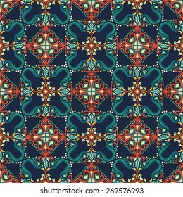 Abstract Colorful Damask Seamless Vector Background