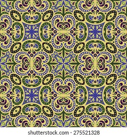 Abstract Colorful Damask Seamless Vector Background