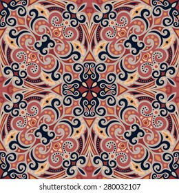 Abstract Colorful Damask Seamless Vector Background