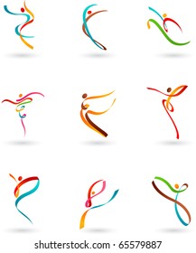 Abstract colorful dancing figures