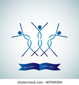 Abstract colorful dancing figures, vector
