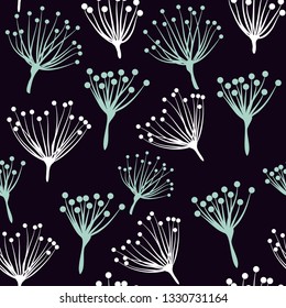 Abstract colorful dandelion seamless pattern, best for fabric design, black color