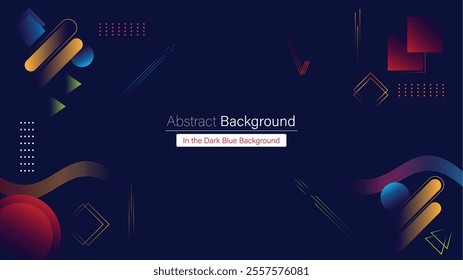 Abstract Colorful Dark Blue with Geometric Shape Combination Background Design. Usable for Greeting Card, Banner, Landing Page, Presentation Background, Etc.