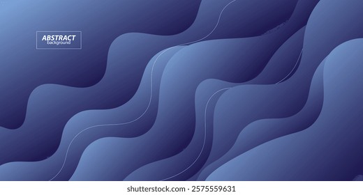Abstract colorful dark blue geometric wave gradient illustration background with 3D look and simple pattern. Cool and trendy design. Vector Eps10