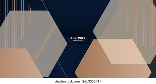Abstract colorful dark blue hexagon background. Simple brown geometric pattern design. Vector Eps10
