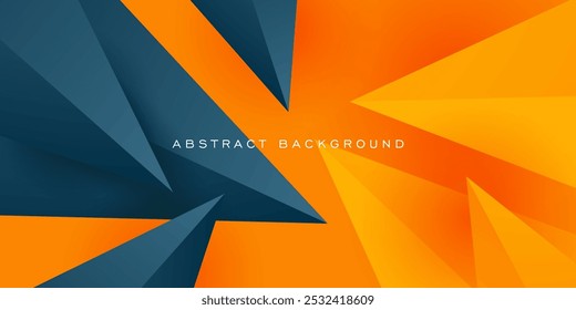 Abstractas diseño de patrón geométrico de triángulo azul oscuro y naranja colorido. Ilustración de fondo futurista de papercut superpuesto moderno. Vector Eps10