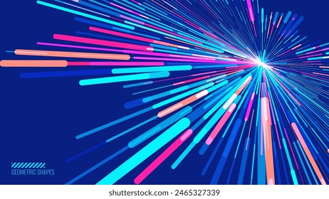 Abstract Colorful Data Flowing Lines. Speed Lines Lights Graphics. Futuristic Linear Backdrop Design. Technology, Big Data, Science Theme Template.