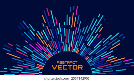 Abstract Colorful Data Flowing Lines. Speed Lines Lights Graphics. Futuristic Linear Backdrop Design. Technology, Big Data, Science Theme Template.