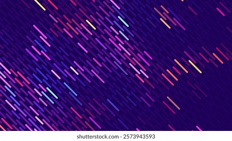 Abstract Colorful Data Flowing Lines. Speed Lines Lights Graphics. Futuristic Linear Backdrop Design. Technology, Big Data, Science Theme Template.