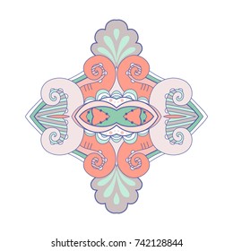 Abstract colorful decorative element in Art Nouveau style. Vector illustration.