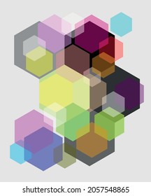 Abstract Colorful Decorative Transparent Hexagon Vector Background Illustration