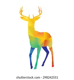 Abstract colorful deer on white background, vector illustration.