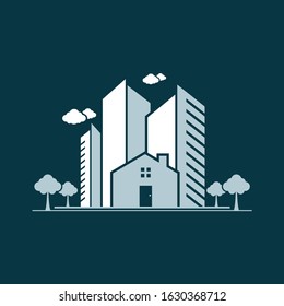 Abstract and colorful design building for your best business symbol. Illustration design building in Flat style sign symbol. Vector illustration EPS.8 EPS.10