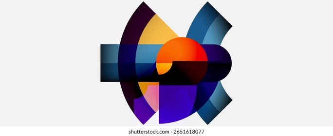 Abstract colorful design. Circular shapes overlap, creating dynamic visual effect. Bright hues dominate white background. Modern, artistic composition.