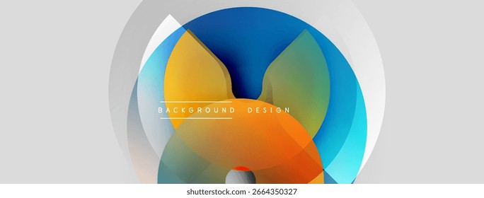 Abstract colorful design. Overlapping circles create dynamic visual effect. Modern background with gradient hues, text element present.