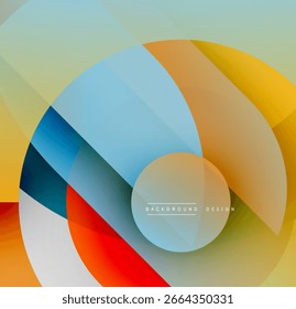 Abstract colorful design. Overlapping circles create dynamic visual effect. Warm, cool tones blend seamlessly. Modern background texture.