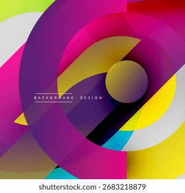 Abstract colorful design. Overlapping circles, gradients create dynamic visual effect. Modern background texture for projects.