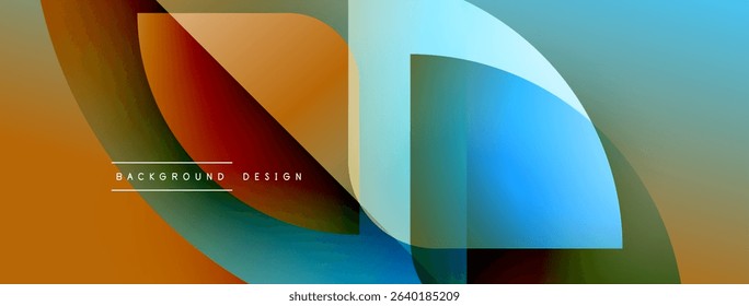 Abstract colorful design. Overlapping shapes create dynamic visual effect. Gradient hues blend smoothly, offering modern aesthetic.