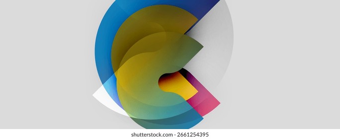 Abstract colorful design. Overlapping shapes create dynamic visual impact. Modern aesthetic, clean lines, vibrant hues.