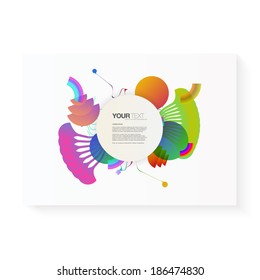 Abstract colorful design with round text box on white paper template with shadow  Eps 10 stock vector illustration 