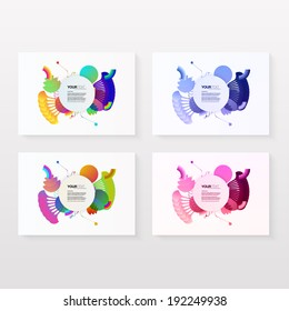 Abstract colorful design with round text box on white paper template set with shadows  Eps 10 stock vector illustration 